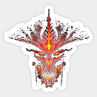 Evil Alien Fire Dragon Design Sticker